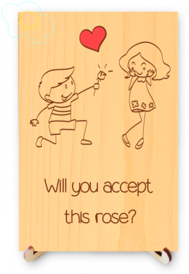 Will You Accept This Rose Real Wood Postcard